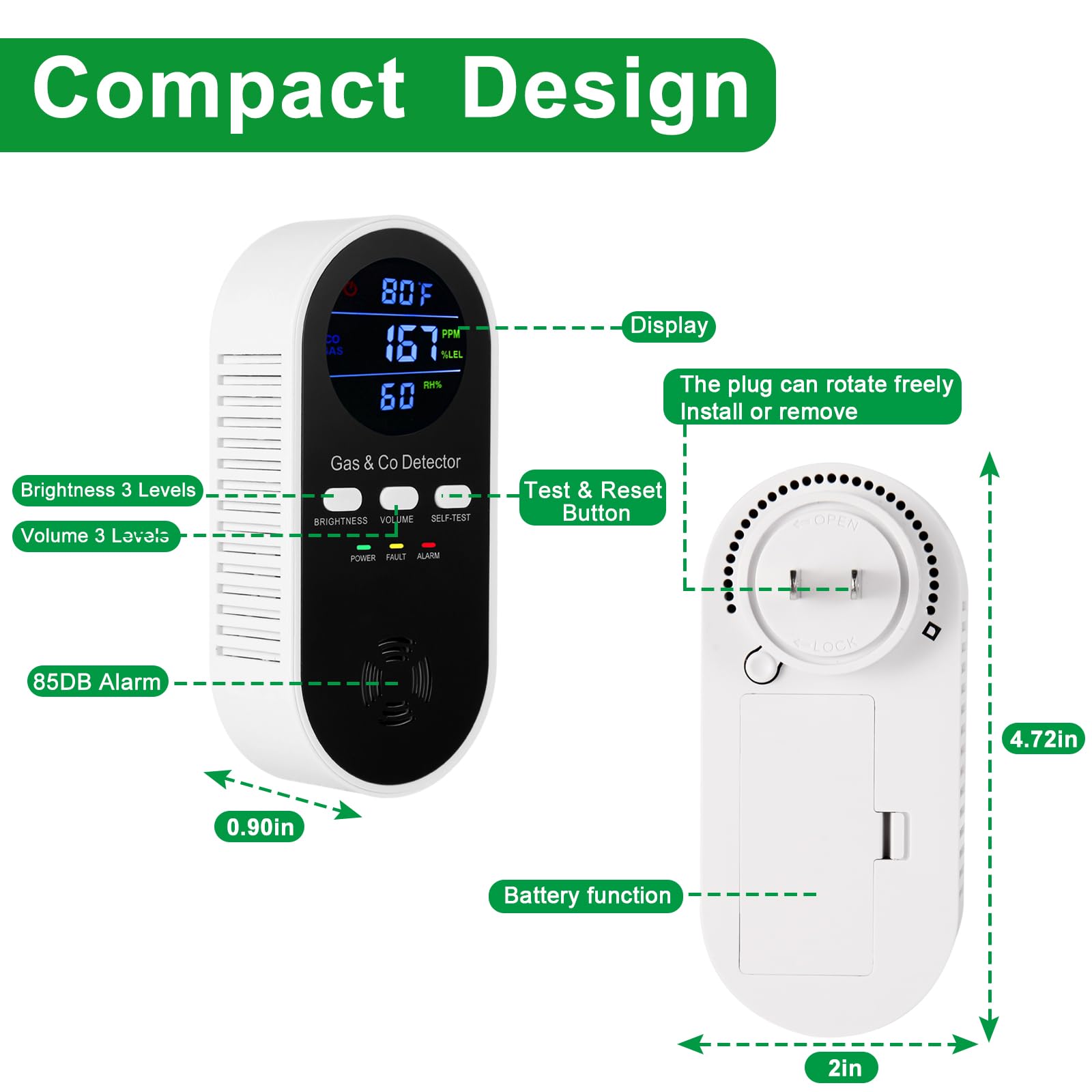 5-in-1 Combination Gas & Carbo - Co Detector Plug recension och pris