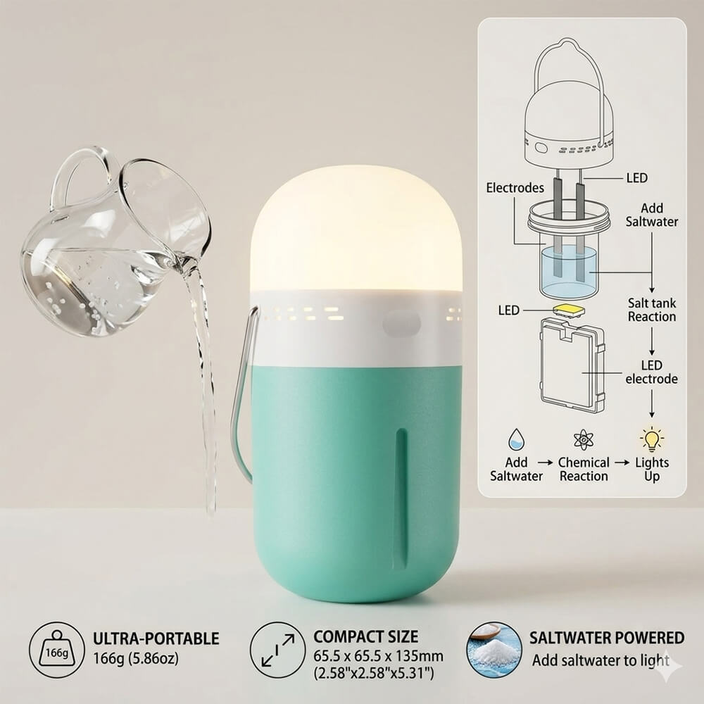 Portable Saline Lamp Compact 6 - Power Outage Light recension och pris